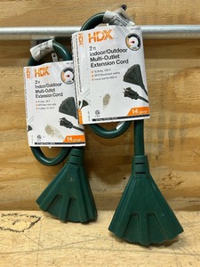 lot 73 image: HDX 2ft IndoorOutdoor Multi-Outlet Extension Cord lot of 2