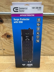 lot 209 image: 6 ft. 12-Outlet Surge Protector with Coax and USB RJ45, Black