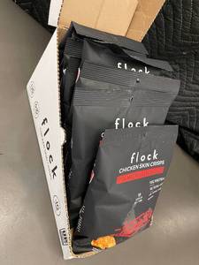 lot 212 image: UT 3 - Flock Hot Nashville Chicken Skin Crisps 8-Pack, 2.5 oz Bags, Exp 02012025