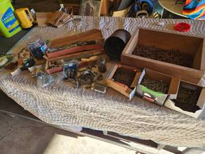 lot 37 image: Lot of Miscellaneous Hardware and Tools including Nails and Screws