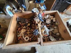 lot 49 image: Assorted Plumbing and Soldering Supplies including Bernzomatic Flint Renewals, Water Connectors, and Solder Wire