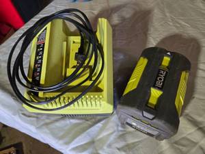 lot 120 image: Ryobi 40V Lithium Battery and Charger Set
