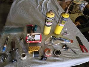 lot 165 image: BernzOmatic and Worthington MAPP Gas Canisters with Tools and Accessories