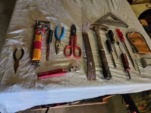 lot 169 image: Various Hand Tools including Hammer, Pliers, Screwdrivers, and Square