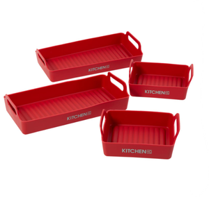 lot 200 image: Kitchen HQ 4-piece Silicone Sheet Pan Divider Inserts with Handles