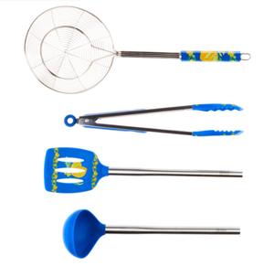 lot 234 image: Lidias Kitchen 4-piece Stainless and Silicone Utensil Set