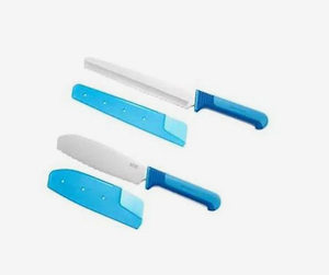 lot 238 image: LOT OF 2 Kuhn Rikon Secure Grip Bread Knife And Spreader Set, Colors May Vary