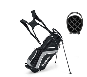lot 308 image: Costway Lightweight Golf Stand Bag with 14 Way Top Dividers 6 Pockets Cooler Bag Rain Hood Gray