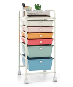 lot 309 image: ARLIME 6-Drawer Rolling Storage Cart, Multifunctional Storage Organizer Cart with Wheels, Mobile Utility Cart for Home Office Garage Tools