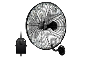lot 312 image: COSTWAY Wall Mount Fan, 20-inch Heavy Duty Metal Wall Fan with 3 Speeds, 85° Oscillation, 30° Adjustable Tilt Head, Wall-mounted Aluminum Blades Fan for Garage Warehouse Workshop, Black
