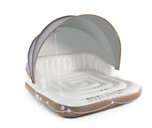 lot 313 image: Adjustable Sunshade Inflatable Pool Float with Cup Holders and Compact Design