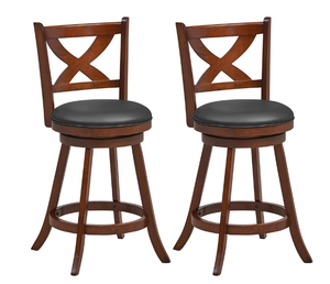 lot 315 image: Costway Set of 2 Bar Stools Classic Counter Height Swivel Chairs