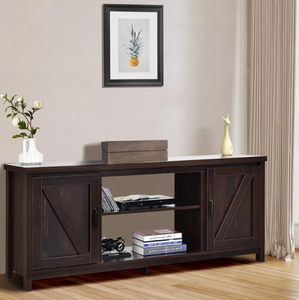 lot 328 image: Costway 59 TV Stand Media Console Center w Storage Cabinet for 65 TV NaturalBlackCoffee