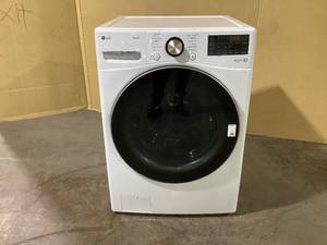 LG 4.5 Cu. Ft. Stackable SMART Front Load Washer in White with Steam and TurboWash360 Technology. USED.