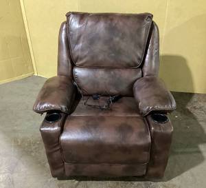 lot 10 image: Brown Leather Massage Chair