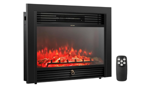 lot 15 image: COSTWAY Electric Fireplace Inserts 28.5-inch Wide, 750W1500W Wall Recessed and Freestanding Fireplace with 3 Flame Colors, 5 Brightness Settings, 8H Timer, Remote Control, Heater for Indoor Use