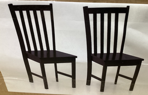 lot 112 image: Set of 2 Black Wooden Dining Chairs