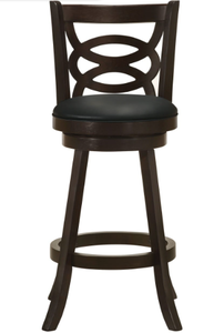 lot 114 image: Calecita Swivel Bar Stools wUpholstered Seat Cappuccino (Set of 2)