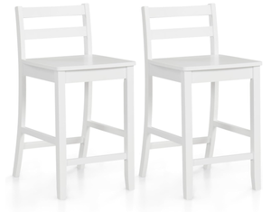 lot 23 image: COSTWAY Wooden Bar Stools Set of 2, 24-Inch Counter Height Stools with Ergonomic Backrest & Footrest, Farmhouse High Dining Chairs for Kitchen Island, Pub, Cafe (2, White)