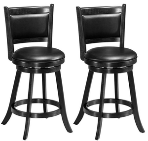 lot 34 image: 2 Pieces 24 Inch Swivel Counter Stool Dining Chair Upholstered Seat