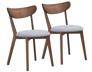 lot 36 image: COSTWAY Dining Chairs Set of 2, Mid-Century Modern Kitchen & Dining Chairs with Curved Back and Cushioned Seat, Walnut Finished Wood Living Room Side Chairs for Kitchen, Dining Room, Bistro