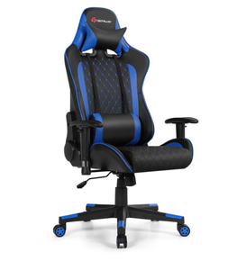 lot 38 image: Massage Gaming Chair with Lumbar Support and Headrest Blue