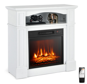 lot 40 image: 18 Inch 1400W Electric TV Stand Fireplace with Shelf