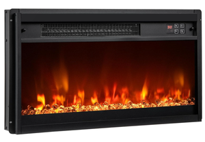 lot 41 image: COSTWAY 23 Inch Recessed Fireplace Heater, Electric Fireplace Insert wMulti-Color Flame & Crystal Ember Bed, Remote Control, 9H Timer, Built-in Thermostat & Overheat Protection, 1500W