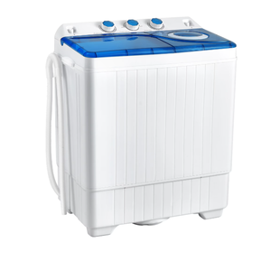 lot 46 image: Costway 26 lbs Portable Semi-automatic Twin Tub Washing Machine with Drain Pump Blue