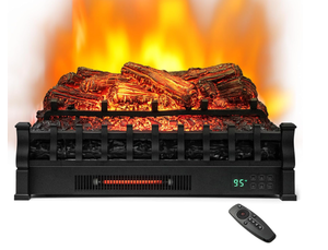 lot 47 image: Tangkula 26� Infrared Quartz Electric Fireplace Log Heater with Realistic Pinewood Ember Bed, Electric Fireplace Heater Insert with Overheat Protection, Thermostat, 8H Timer, Remote Control, 1500W