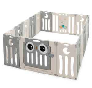 lot 48 image: Costway BB5625BE 16-Panel Baby Activity Center Play Yard with Lock Door, Beige