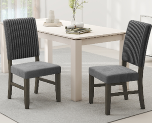 lot 84 image: Costway KC58423GR-2 Dining Chair - Mid-Century Modern Velvet Fabric Upholstered Chairs, Gray - Set of 2