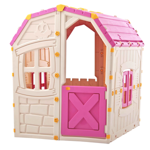lot 88 image: Kids Outdoor Playhouse with Openable Windows and Door for Indoor Room, Pink