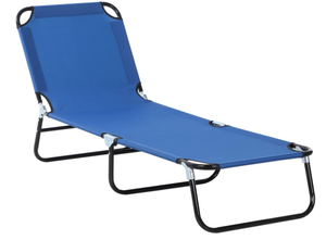 lot 103 image: Outsunny Folding Chaise Lounge Pool Chairs, Outdoor Sun Tanning Chairs with 5-Level Reclining Back, Steel Frame for Beach, Yard, Patio, Blue