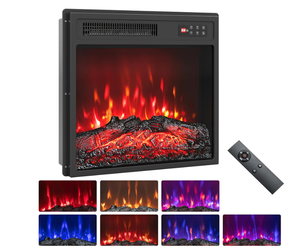 lot 154 image: GOFLAME Electric Fireplace Insert, 18 Inches Recessed Fireplace Heater with Remote Control, Timer, Adjustable Flame Colors, Brightness and Speeds, Overheating Protection, 7501500W