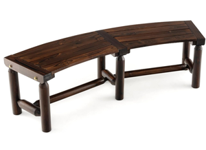 lot 156 image: Tangkula Patio Curved Bench, Carbonized Wood Dining Bench, Spacious & Slatted Seat, 710 LBS Max Load, 2-Person Wood Fire Pit Bench for Backyard, Garden, Porch