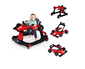 lot 158 image: Costway 4-in-1 Baby Walker Foldable Activity Push Walker Adjustable