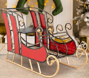 lot 162 image: Costway 2 Shelf Santa Sleigh Storage Christmas Decoration