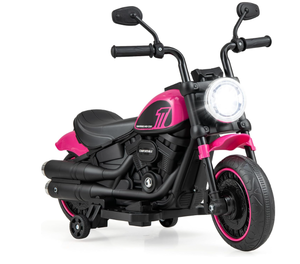 lot 163 image: Costzon Toddler Motorcycle, 6V Battery Powered Electric Motorcycle with Detachable Training Wheels, Soft Start, Headlights & Music, Kids Motorcycle Ride on Toy for Toddlers Boys Girls 18 Months(Pink)