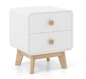 lot 167 image: Giantex Night Stand with 2 Drawers, Mid Century Modern Bedside Table with Cute Round Knobs