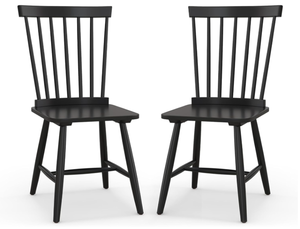 lot 274 image: COSTWAY Windsor Dining Chair Set of 2, Kitchen Side Chairs with Spindle Back, Spacious Seat, Rubber Wood Frame, Modern Armless Dinner Chairs for Dining Room, Living Room, Restaurant, Black