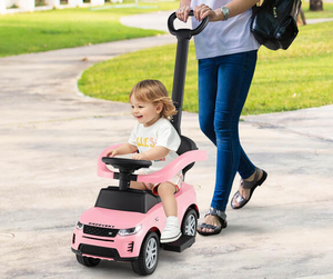 lot 279 image: Costway3-in-1 Push Car for Toddlers with Removable Handle Licensed Land Rover Discovery-Pink