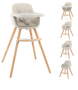 lot 287 image: 3-in-1 Convertible Wooden High Chair with Cushion
