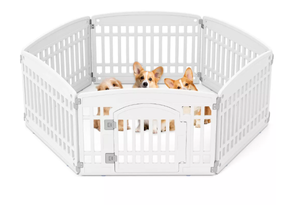 lot 288 image: Costway 612 Panel Plastic Dog Playpen with Lockable Gate for Small & Medium Sized Dogs