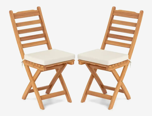 lot 341 image: Patio Folding Chairs Set of 2 with Soft Seat Cushion