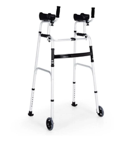 lot 342 image: Foldable Standard Walker Height Adjustable Aluminum Alloy Rehabilitation Upright Walker with Removable Armrest for Walk Aid