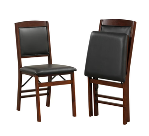 lot 345 image: Costway 2 Pack Folding Dining Chairs Foldable Chairs with PVC Padded Seat & High Backrest