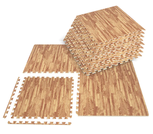 lot 419 image: 25 Tiles Wood Grain Foam Floor Mats, Natural