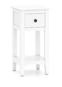 lot 426 image: Gymax Nightstand 3-Tier Bedside Table w Open Storage Shelf & Narrow Side Table White
