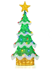 lot 431 image: Lighted Christmas Tree Outdoor Indoor 3D Mesh Tree with 34 Colorful Strawberry Bulbs-M